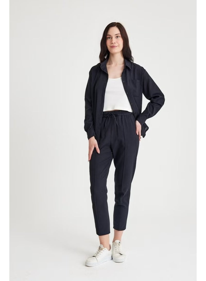 Barbora Linen Casual Two Piece Suit Pants Shirt LN21SIYAHIA1 - Image 3